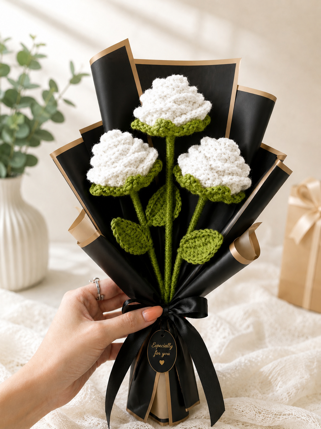 Handmade Crochet Rose Bouquet