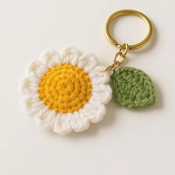 🌻 Handmade Crochet Sunflower Keychain