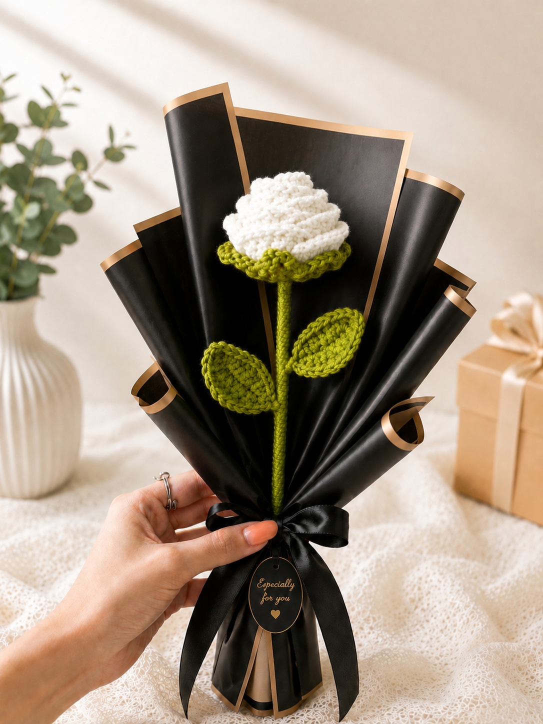 Handmade Crochet Rose Bouquet
