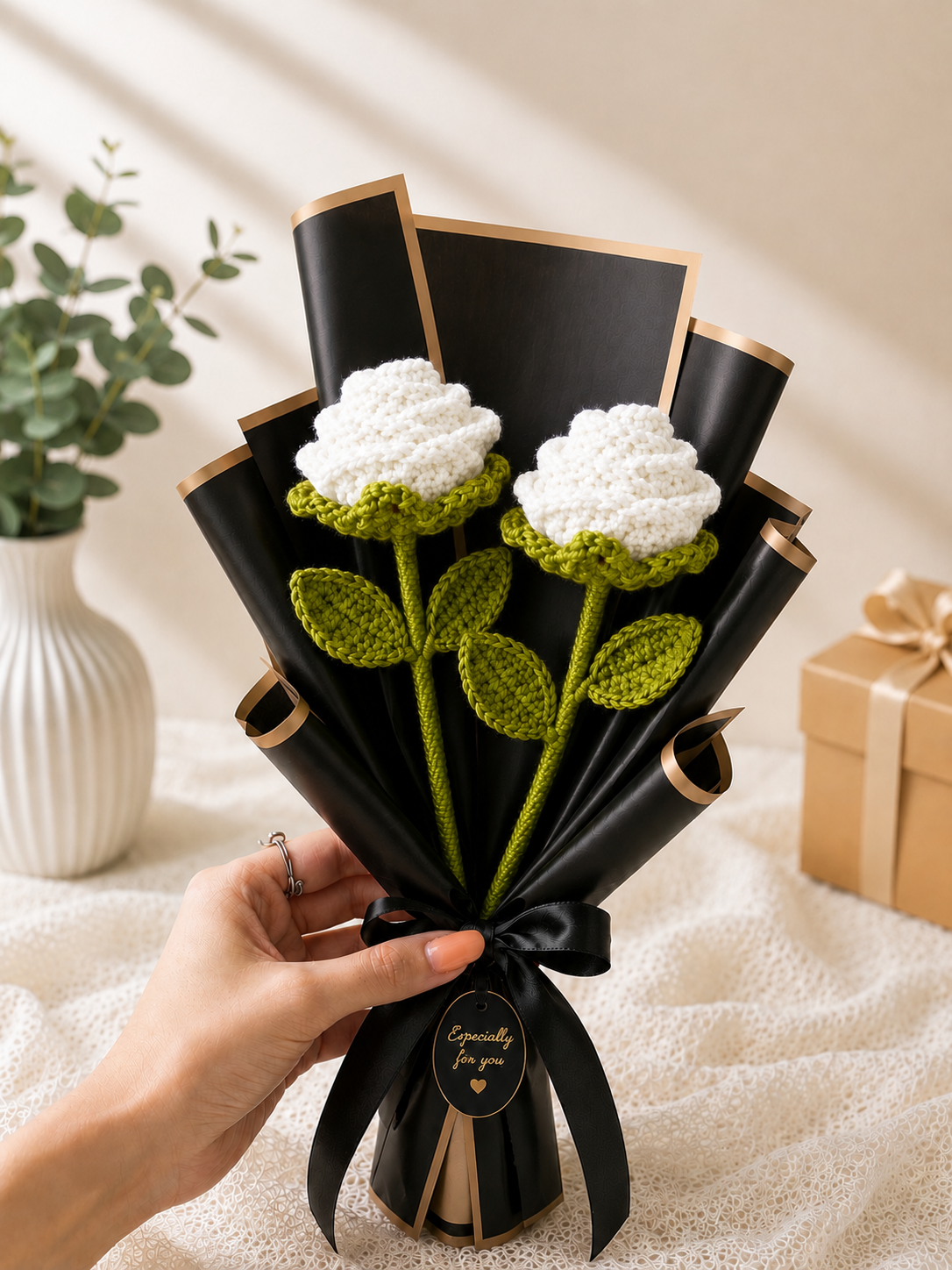 Handmade Crochet Rose Bouquet