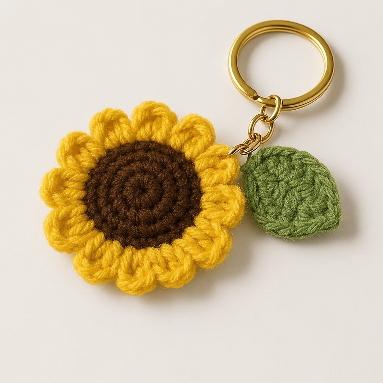 🌻 Handmade Crochet Sunflower Keychain