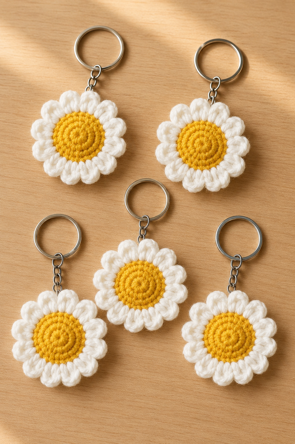 🌻 Handmade Crochet Sunflower Keychain