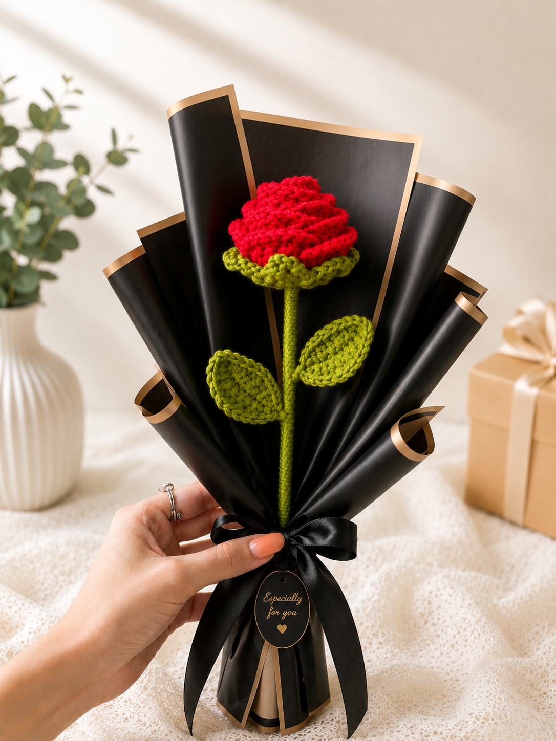 Handmade Crochet Rose Bouquet