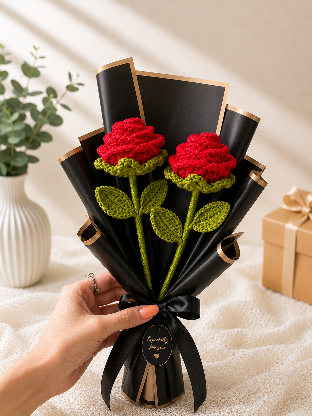 Handmade Crochet Rose Bouquet
