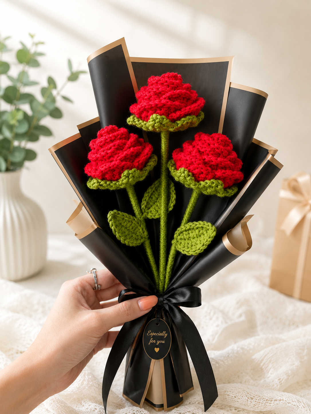 Handmade Crochet Rose Bouquet