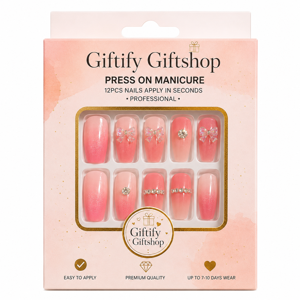 Premium Press-On Nails – 12 Pcs Set  💅